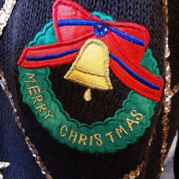 Work In Progress Sweater‎ Appliqued Embroidered Christmas 7Cotton M… - Picture 5 of 8